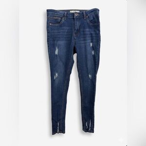 Cyclon 9 Dark Wash Distressed Skinny Jeans - Size 30